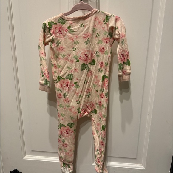 Gerber 12M Girls Pink Rose Long Sleeve Footie Pajamas - Picture 4 of 4